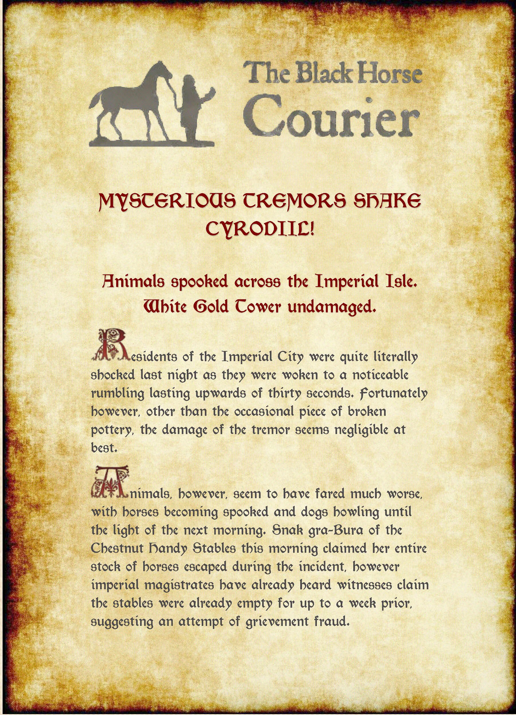 Mysterious tremors shake Cyrodiil, page 1