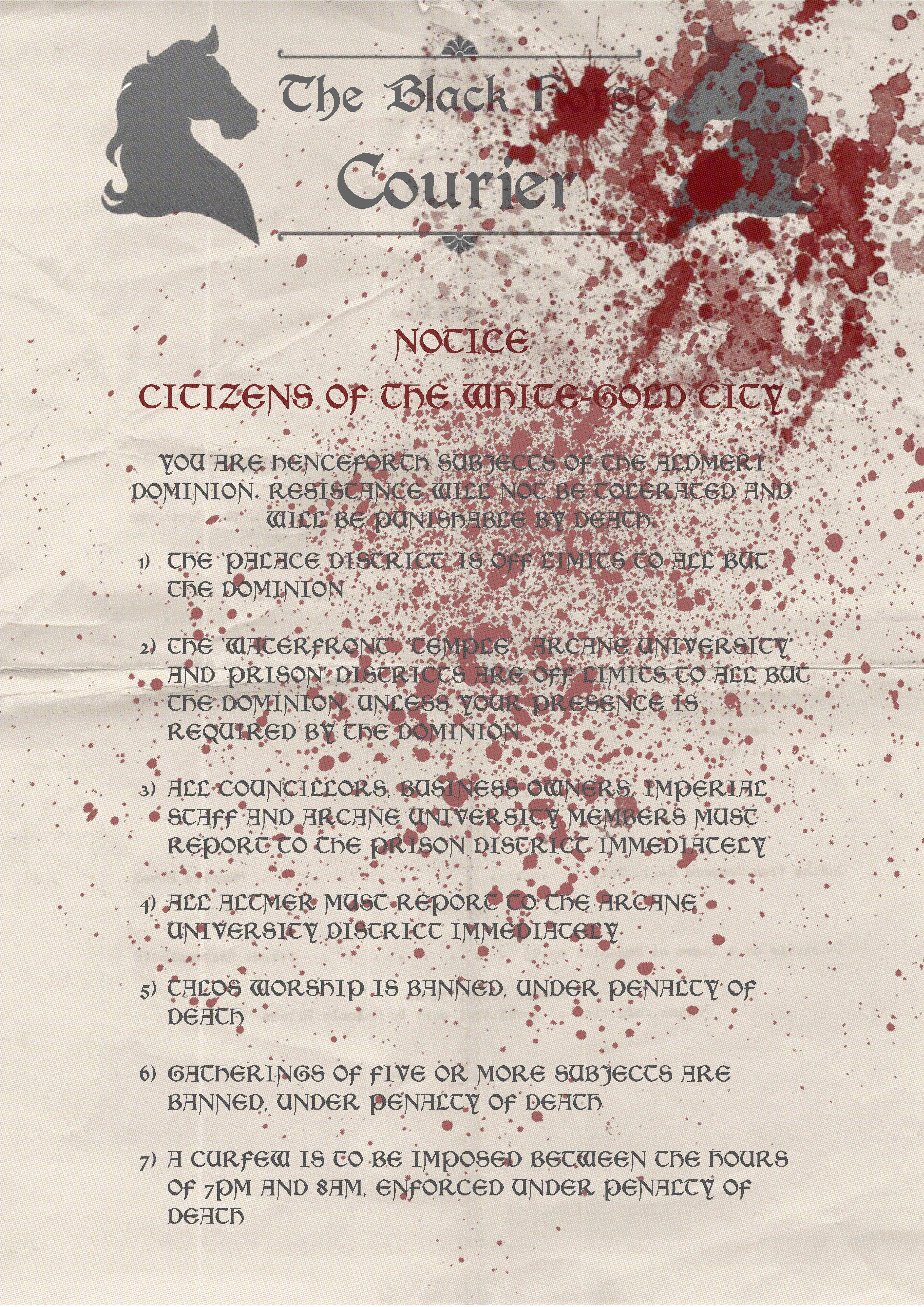 NOTICE: Citizens of the White-Gold City