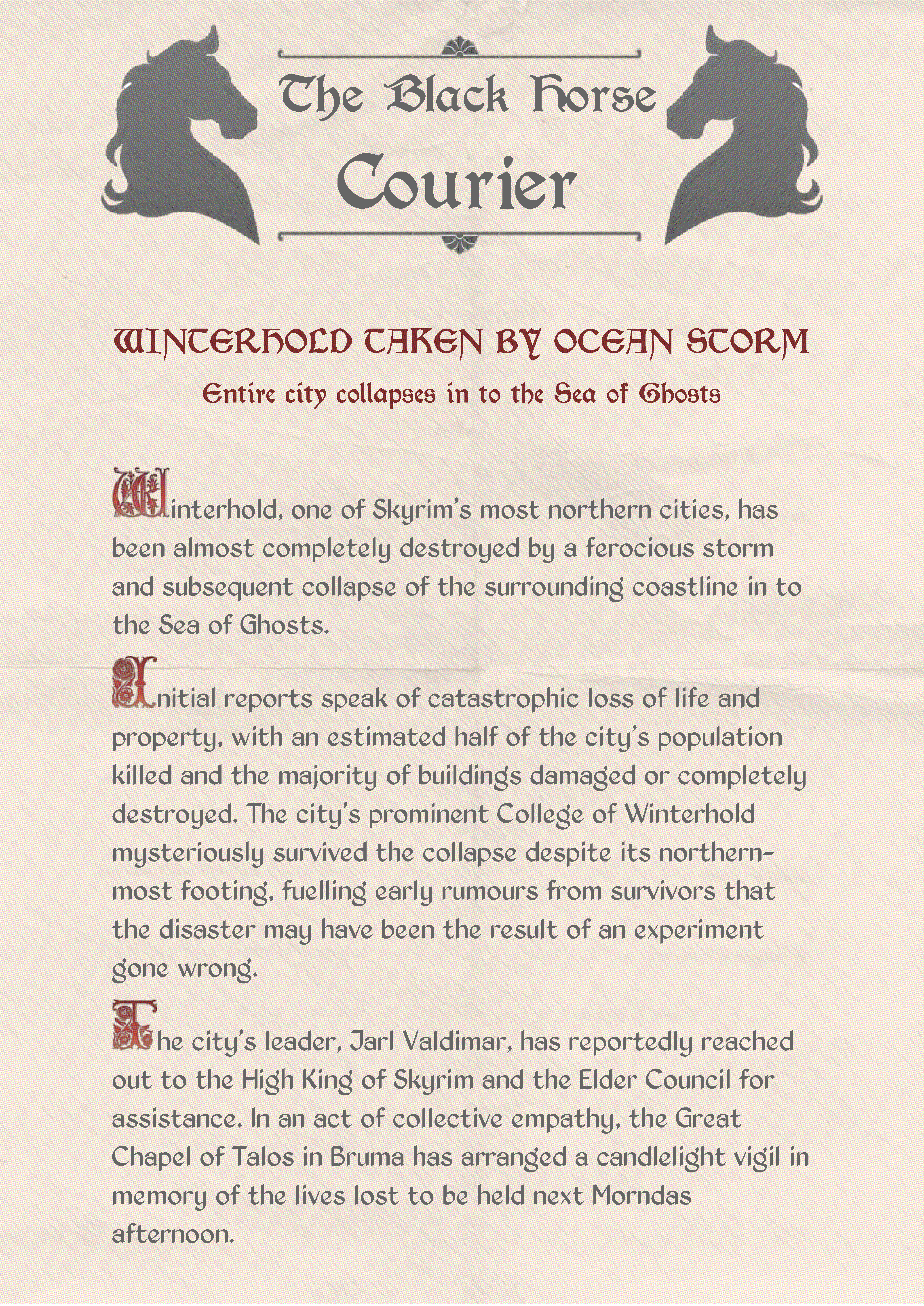 Winterhold taken by ocean storm