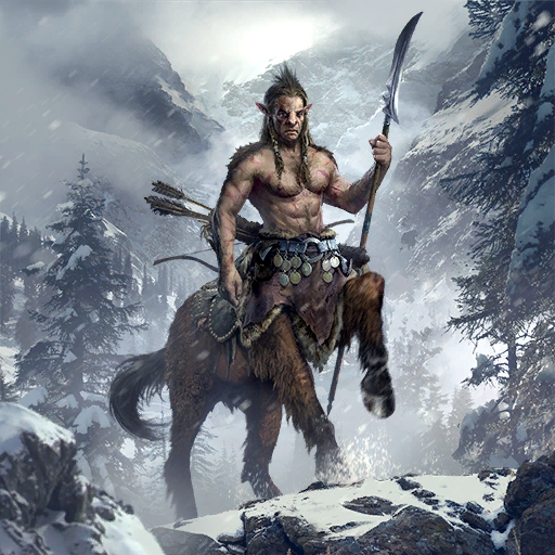 A centaur in snowy mountains